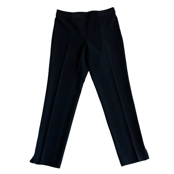 ST. JOHN Caviar Ponte Pants Black Zipper Pintuck Side Slit Trousers Size 2 EUC